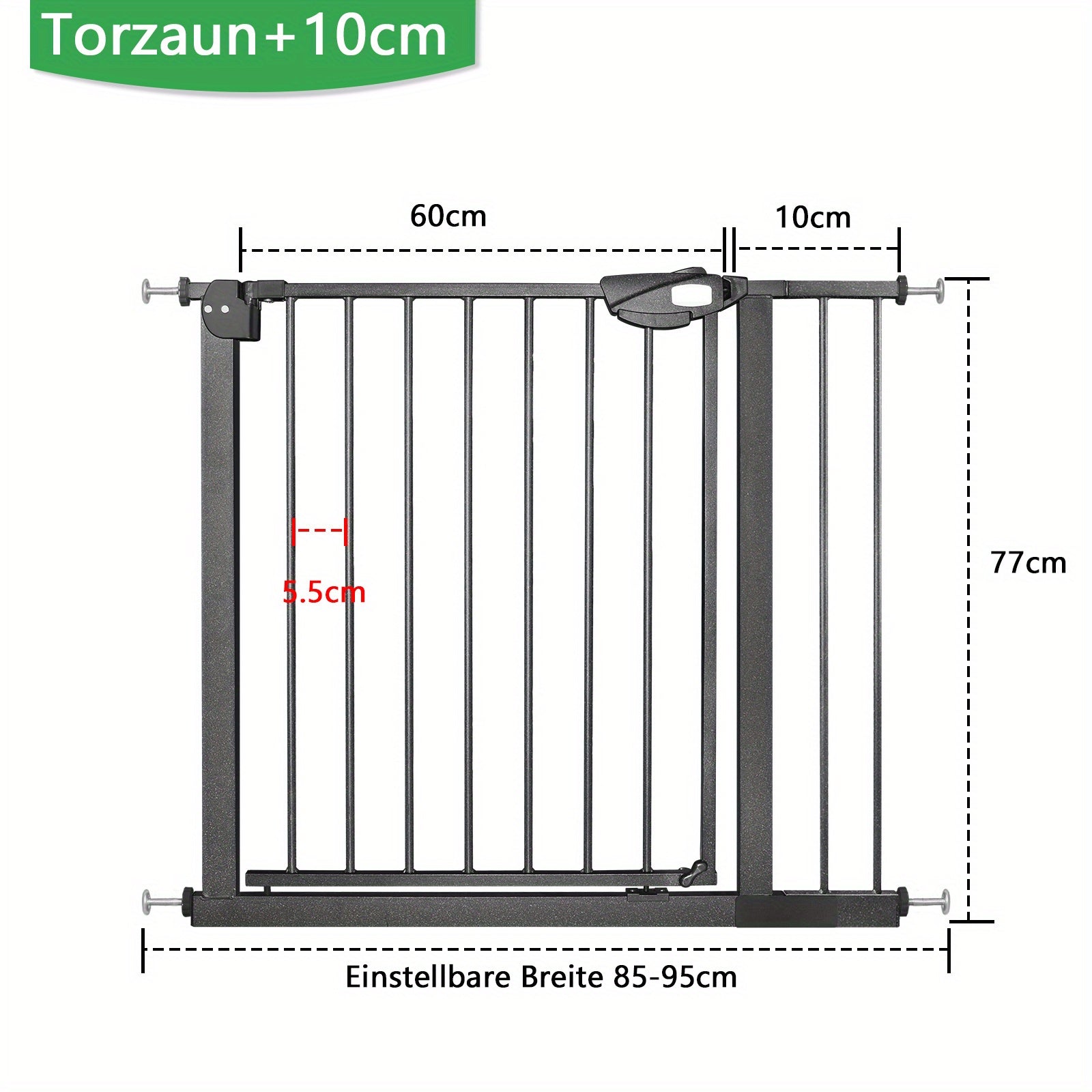 Barrière de Sécurité Bébé – Extensible 75 à 115 cm, Fermeture Automatique, Ouverture 180° Deux Sens