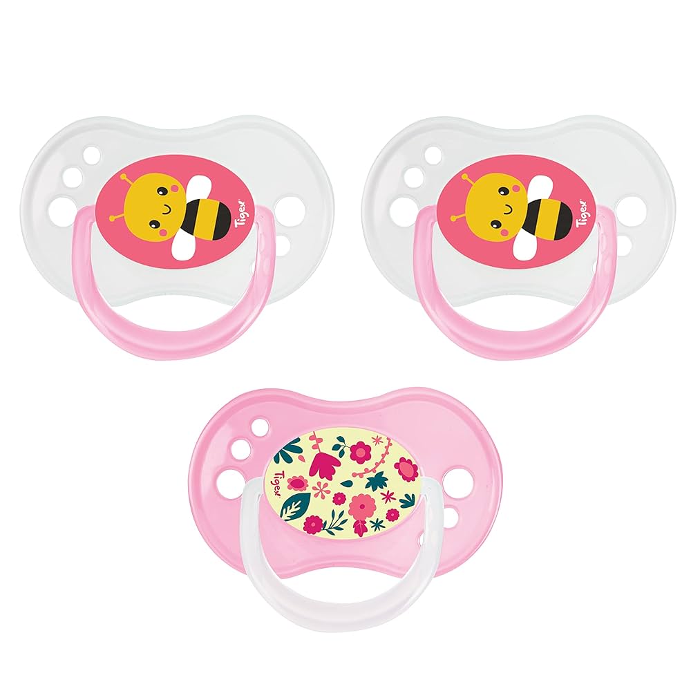 Lot de 3 sucettes roses jour/nuit 0-6 mois