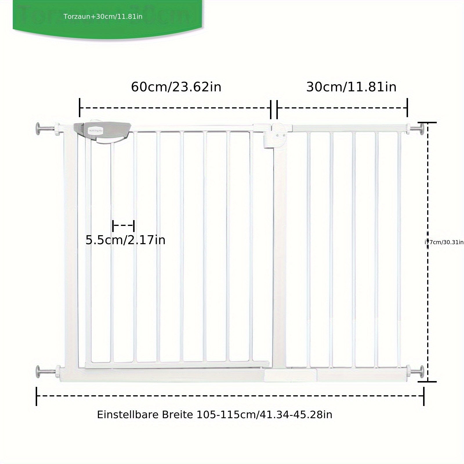Barrière de Sécurité Bébé – Extensible 75 à 115 cm, Fermeture Automatique, Ouverture 180° Deux Sens