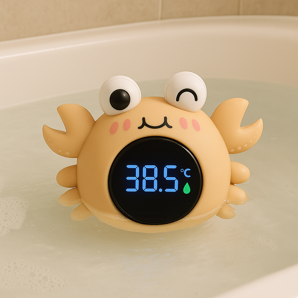Thermomètre de Bain Bébé Digital Crabe – Écran LED, Alerte Température, Jouet Flottant Sécurisé