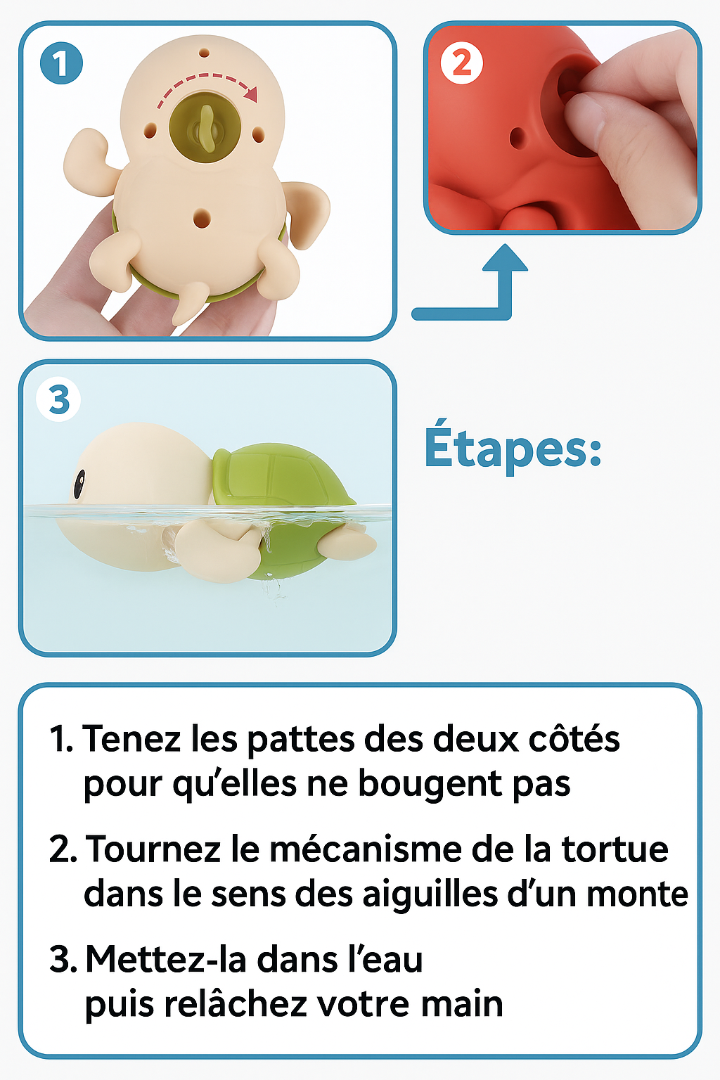 Jouet de Bain Bébé Tortue et Baleine – Jouet Flottant à Remontoir, Sécurisé et Amusant pour le Bain