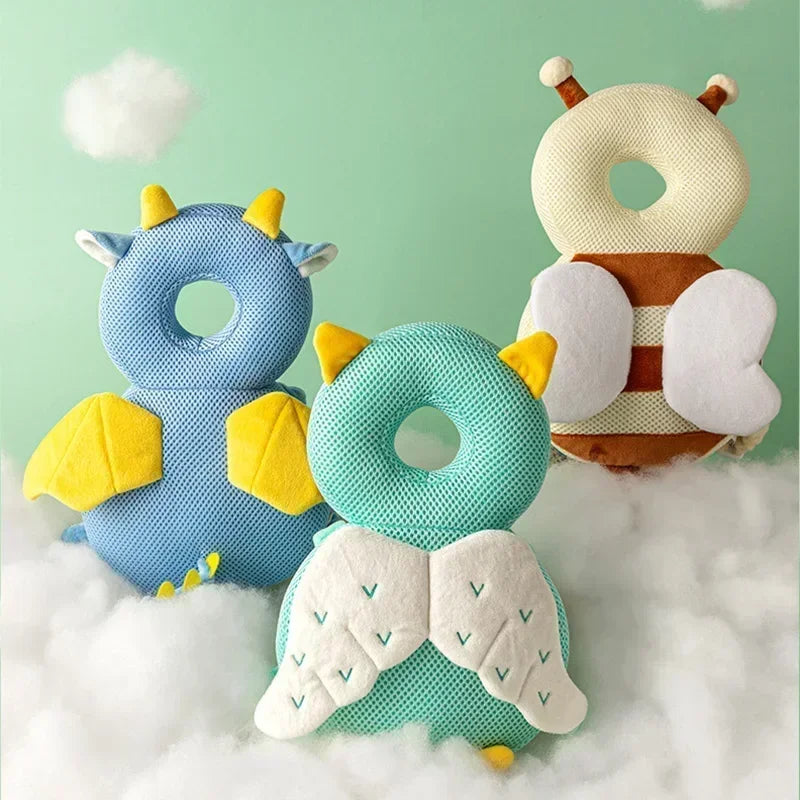 Protège-tête bébé anti-chute | Coussin de sécurité dorsal rembourré en peluche – Ange, abeille et animaux