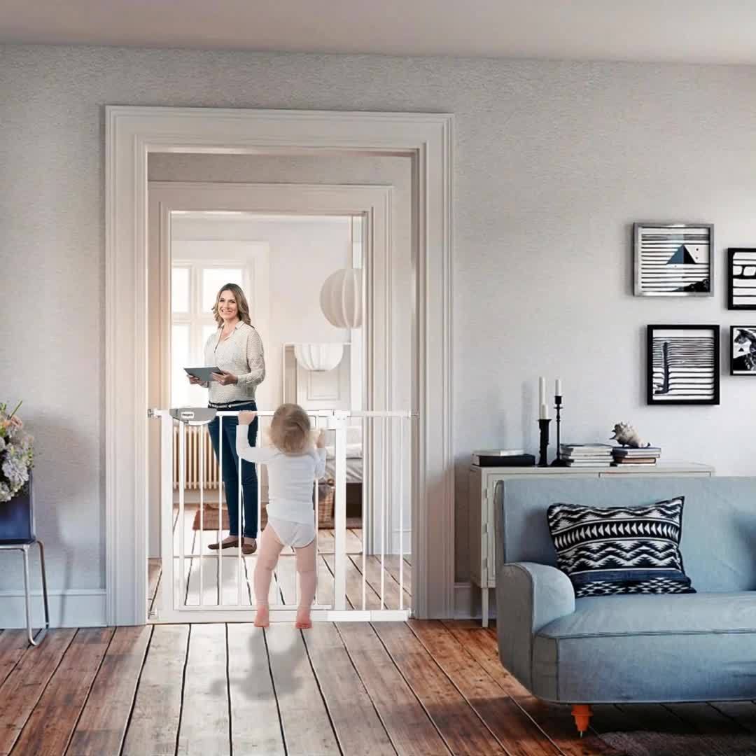 Barrière de Sécurité Bébé – Extensible 75 à 115 cm, Fermeture Automatique, Ouverture 180° Deux Sens