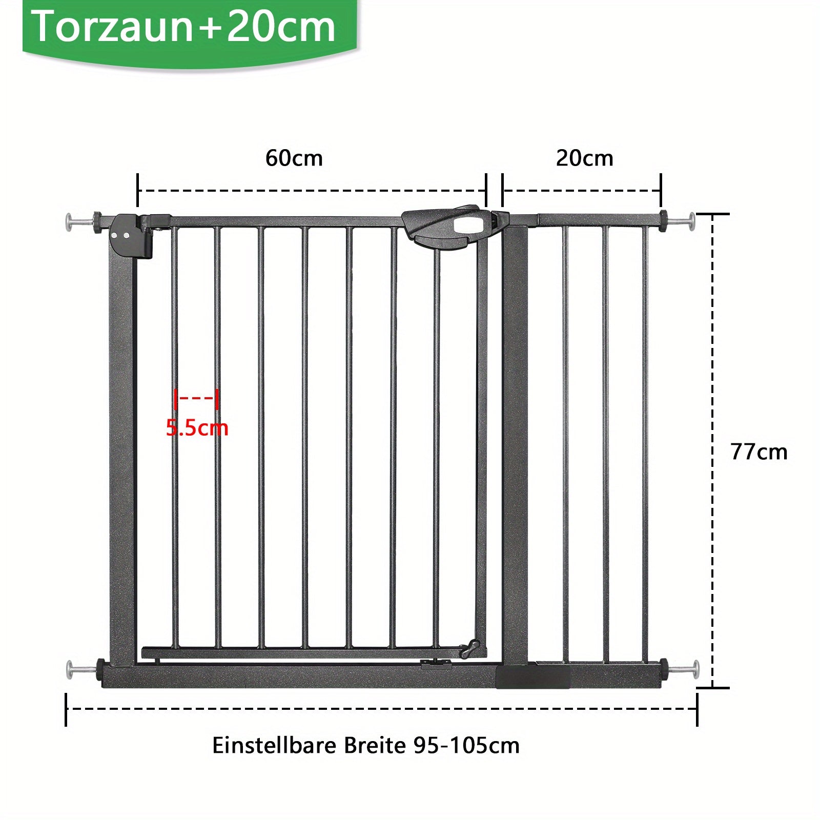 Barrière de Sécurité Bébé – Extensible 75 à 115 cm, Fermeture Automatique, Ouverture 180° Deux Sens