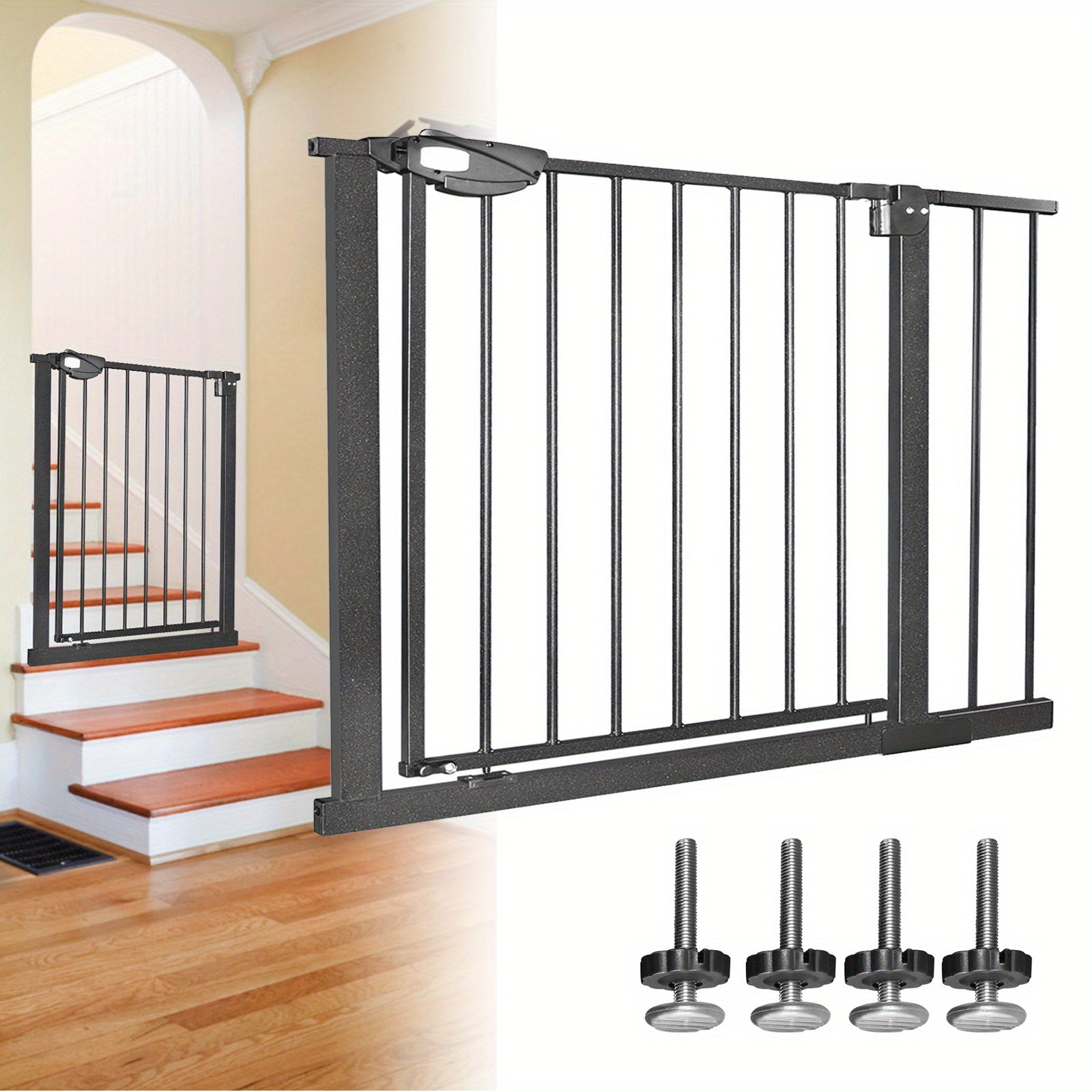 Barrière de Sécurité Bébé – Extensible 75 à 115 cm, Fermeture Automatique, Ouverture 180° Deux Sens