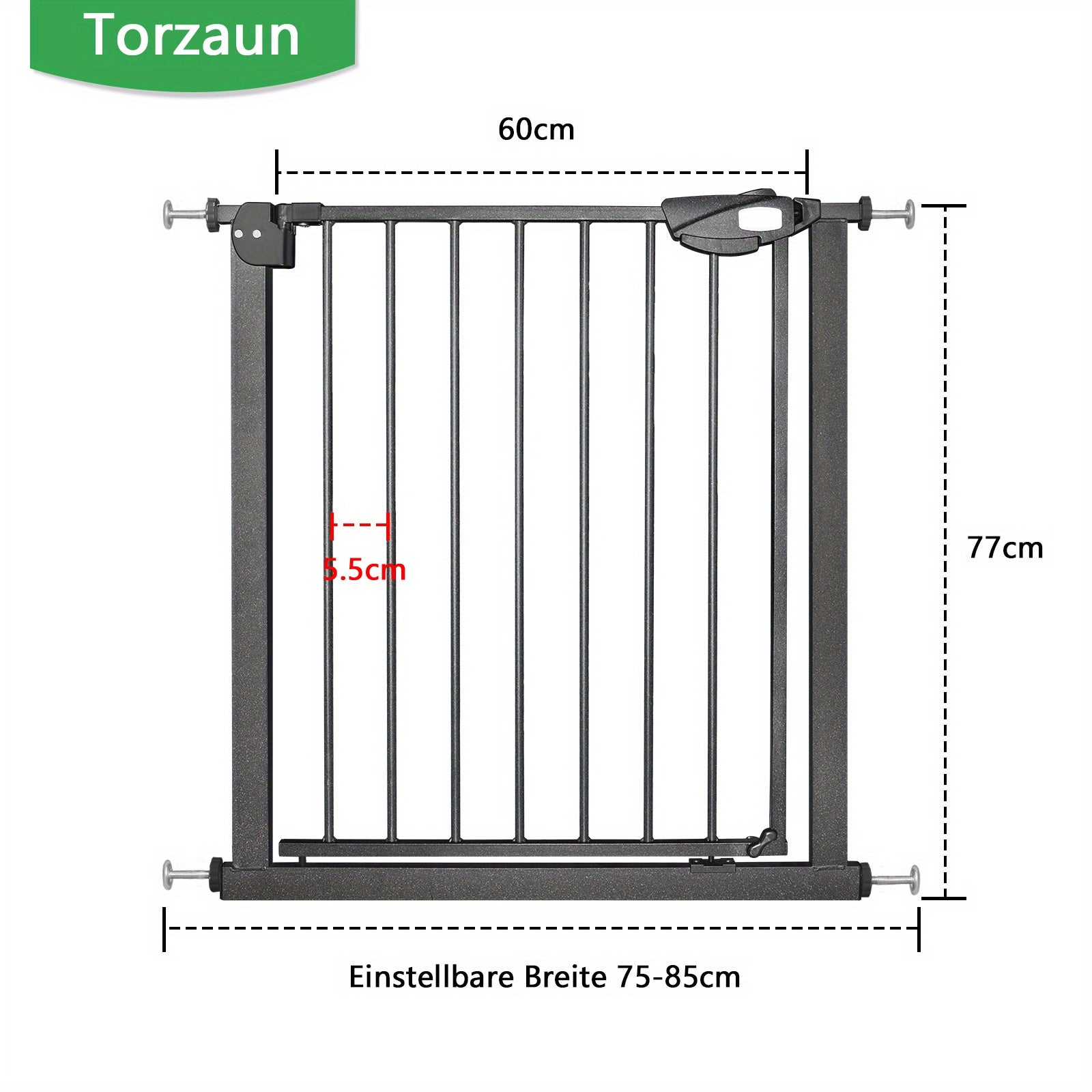 Barrière de Sécurité Bébé – Extensible 75 à 115 cm, Fermeture Automatique, Ouverture 180° Deux Sens