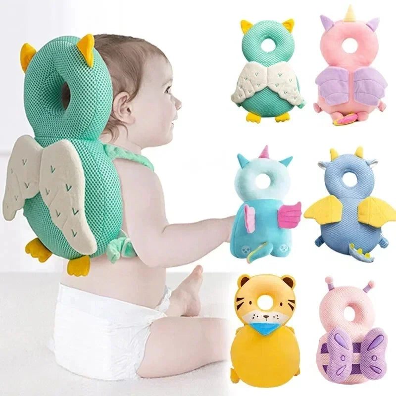 Protège-tête bébé anti-chute | Coussin de sécurité dorsal rembourré en peluche – Ange, abeille et animaux